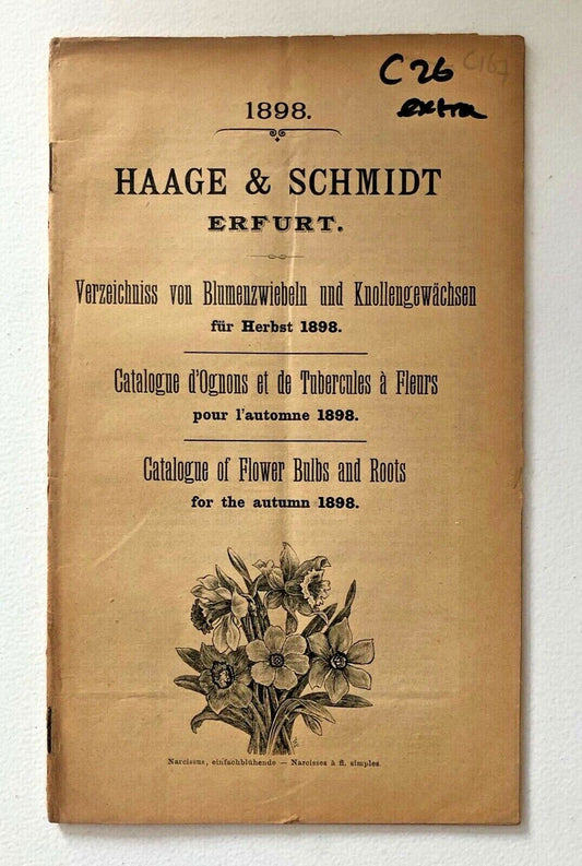 Haage & Schmidt Catalogue d'Ognons et de Tubercules à Fleurs 1898