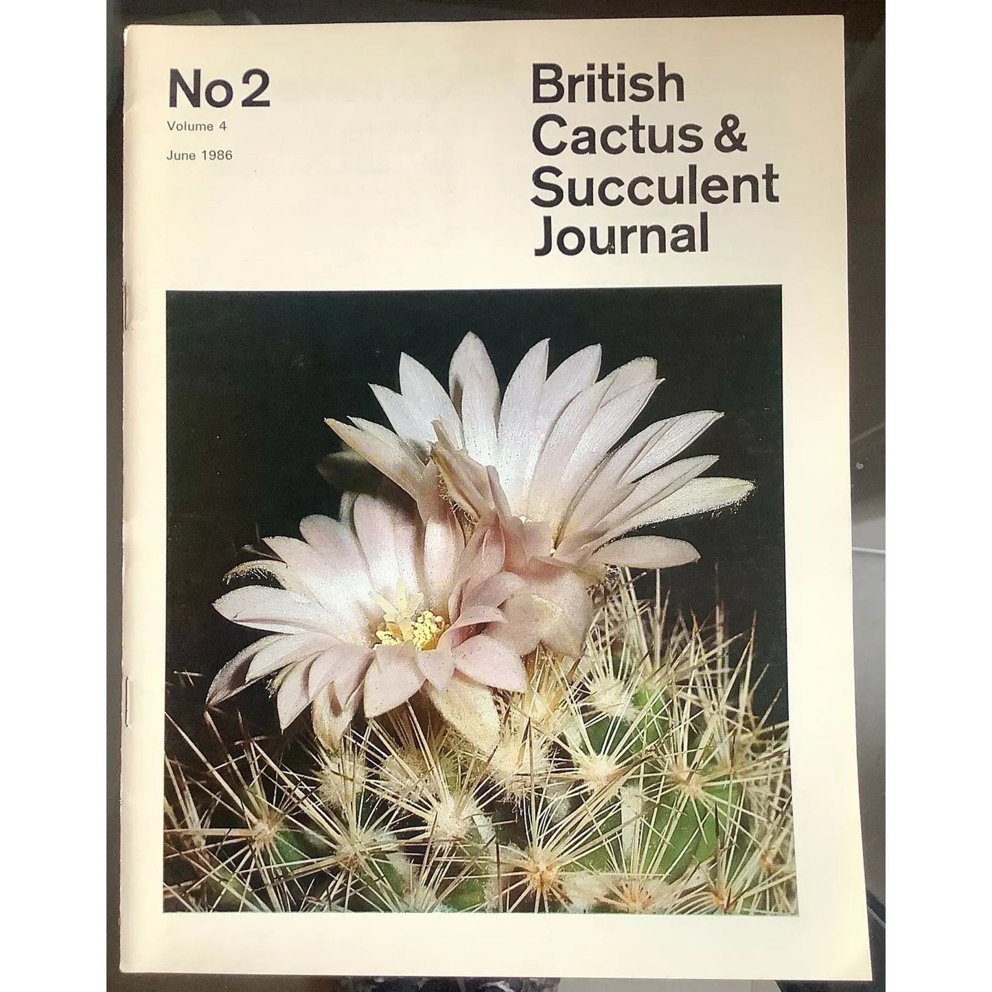 No botanical name is present in the title "British Cactus & Succulent Journal No.2 volume 4 June 1986," so no alt text with a botanical name can be created.