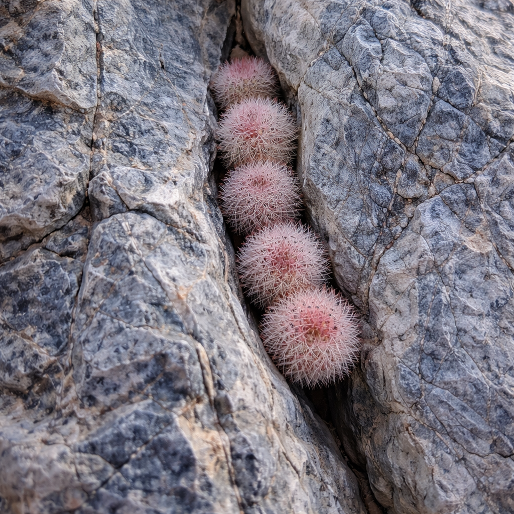 에키노케레우스 다시아칸투스 작은 분홍가시 선인장, 바위틈에서 자람