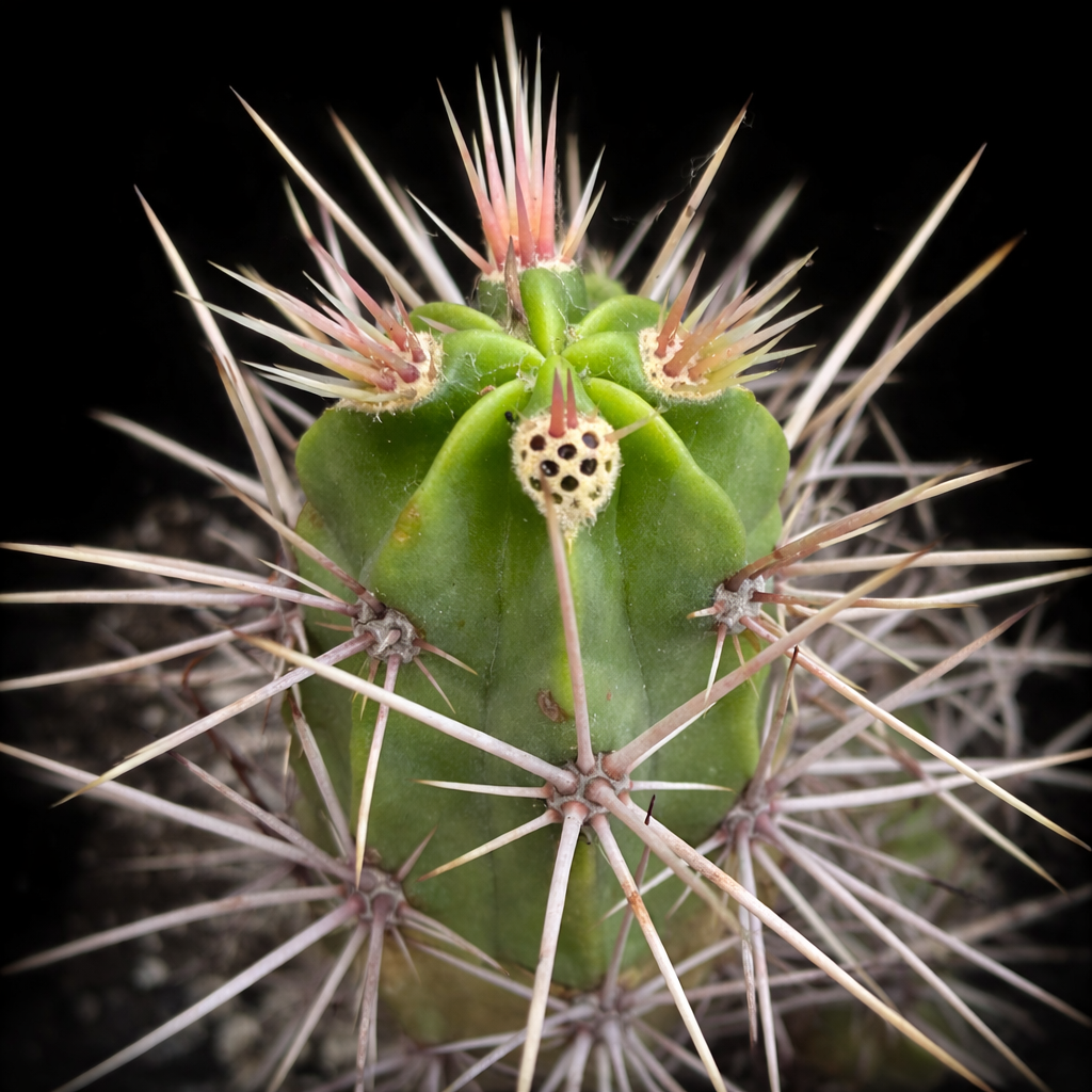 에키노세레우스 마리티무스 다육 선인장, 두꺼운 초록 줄기와 길고 날카로운 가시