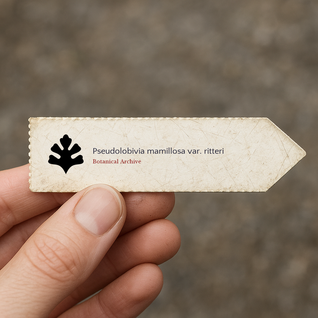 수제 손에 쥔 슈도로비비아 마밀로사 바리에타스 리테리 식물 라벨 인쇄본