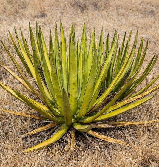 Agave lechuguilla succulent rosette with long narrow spiny leaves in dry habitat