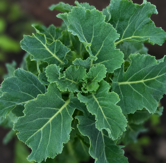 Brassica oleracea var. ramosa verse groene bladgroente plant close-up