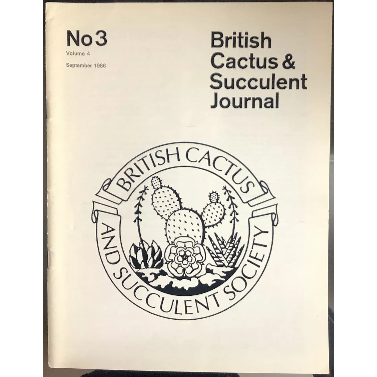 British Cactus & Succulent Journal No.3 volume 4 September 1986