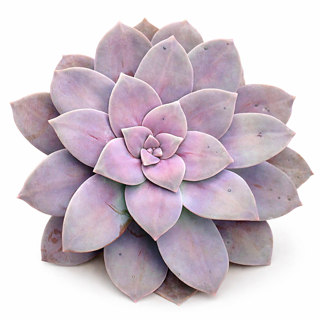 Graptopetalum pentandrum succulent rosette with thick, smooth, pale purple leaves