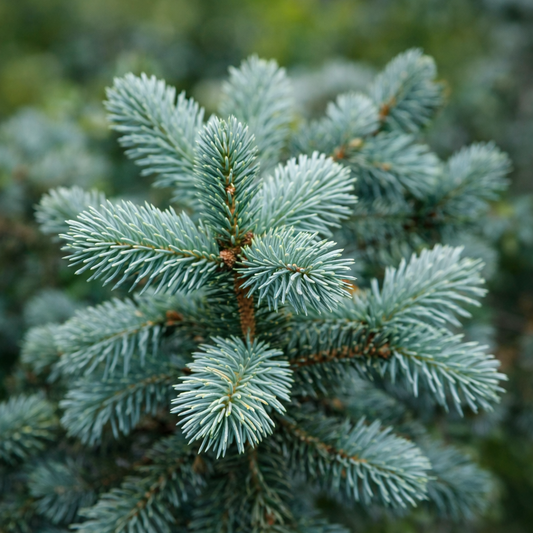 Picea pungens cv HOOPSII blue-green needle evergreen conifer shrub close-up